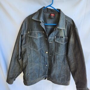 VTG Pure Playaz P16 Series Med Blue Raw Denim Truckers Jacket Mens Sz Medium